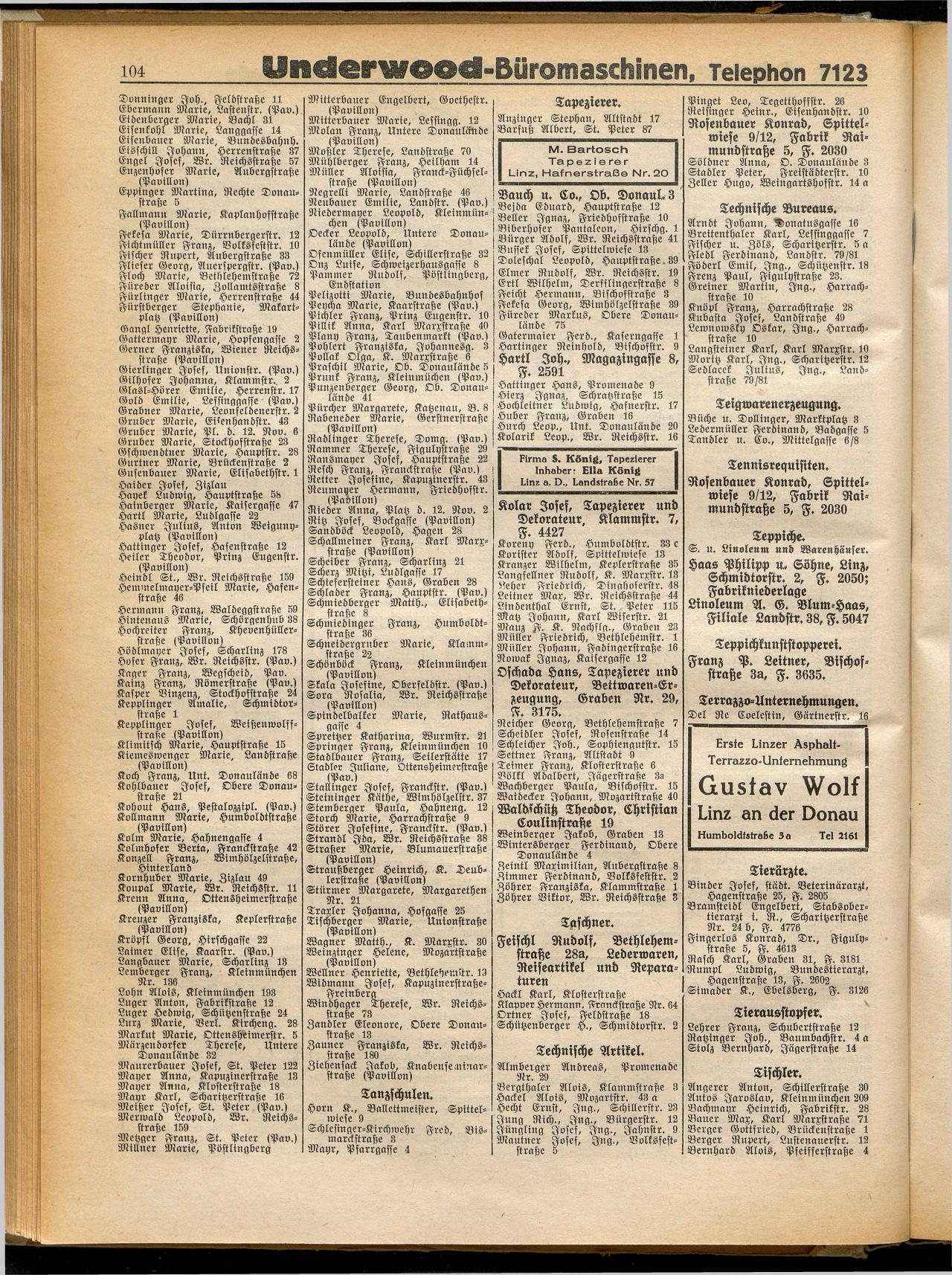 Amtliches Linzer Adreßbuch 1932 - Seite 114