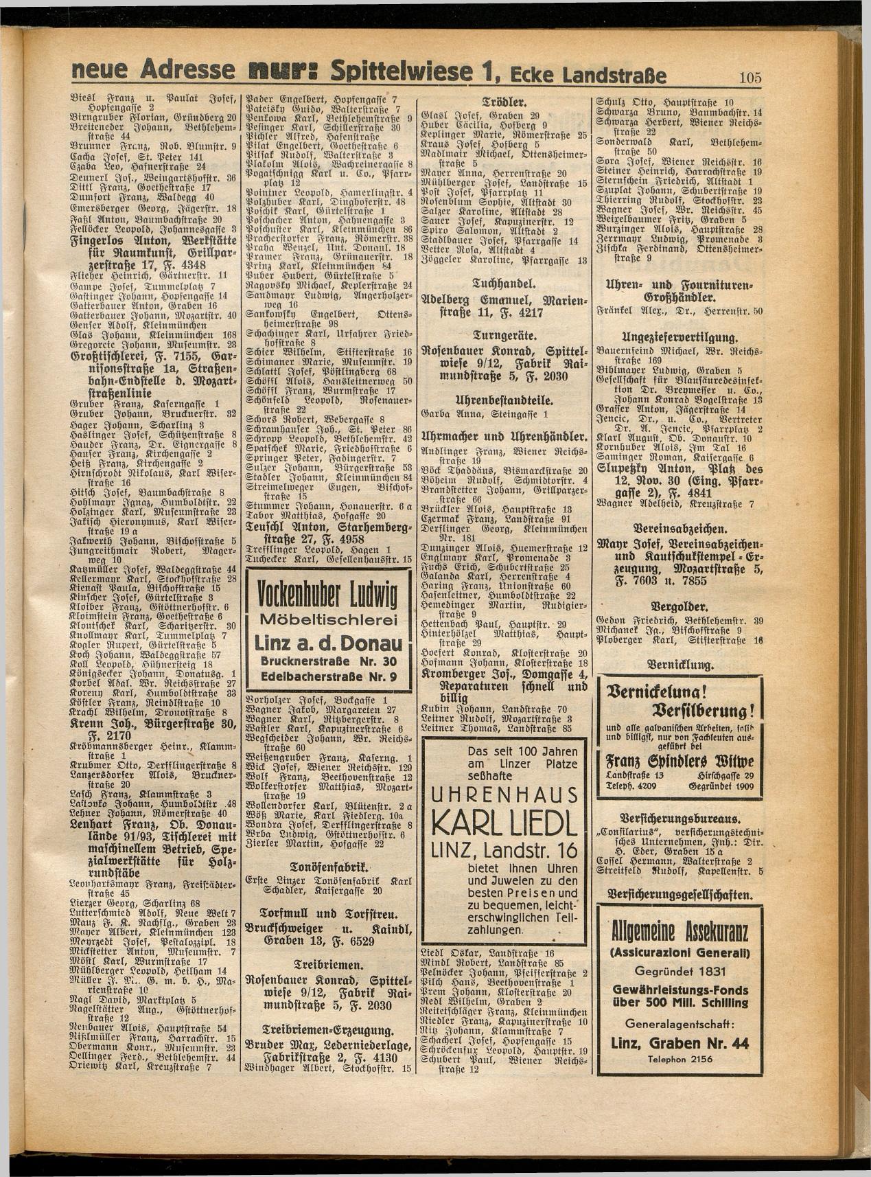 Amtliches Linzer Adreßbuch 1932 - Page 115