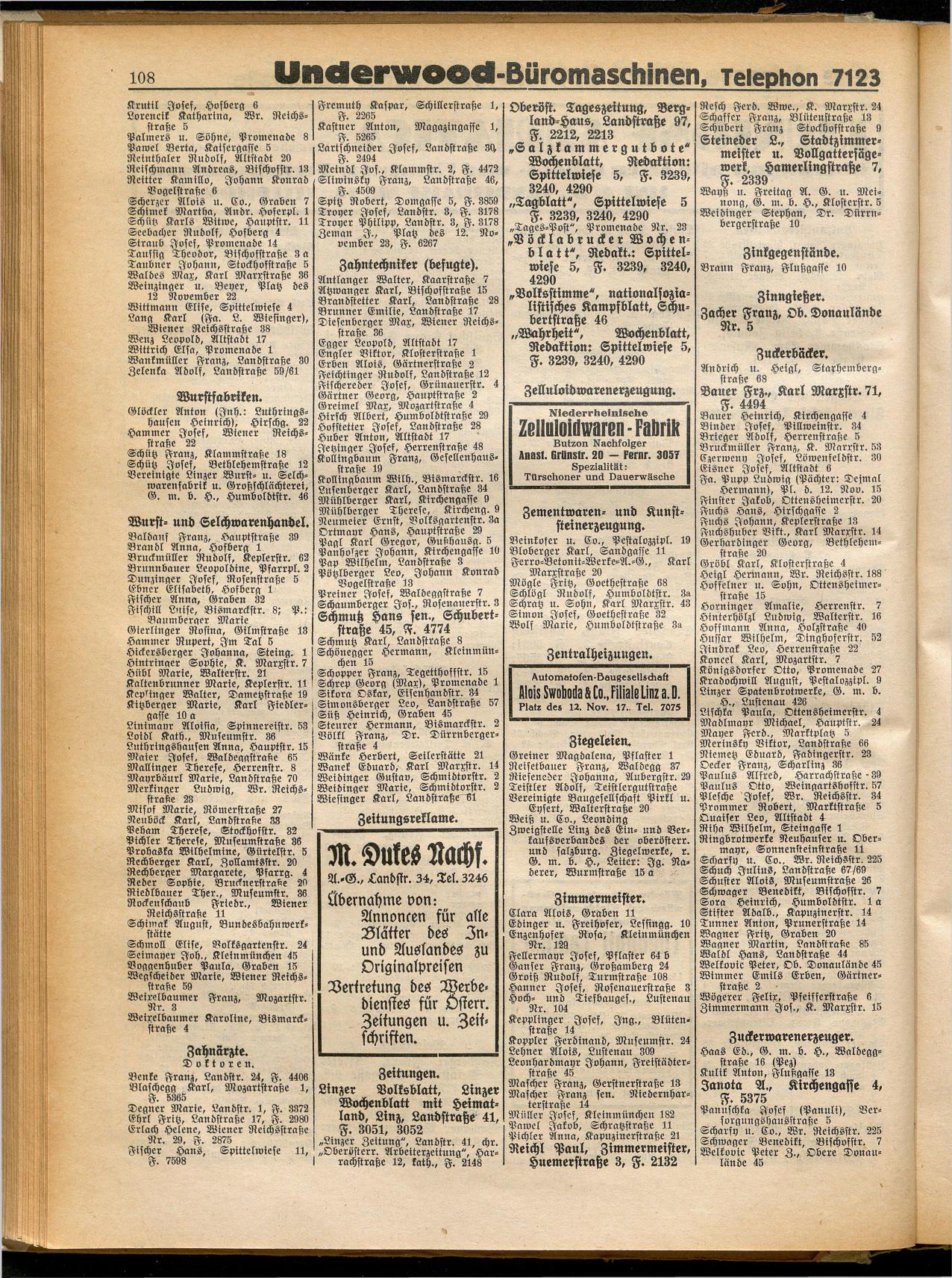 Amtliches Linzer Adreßbuch 1932 - Seite 118