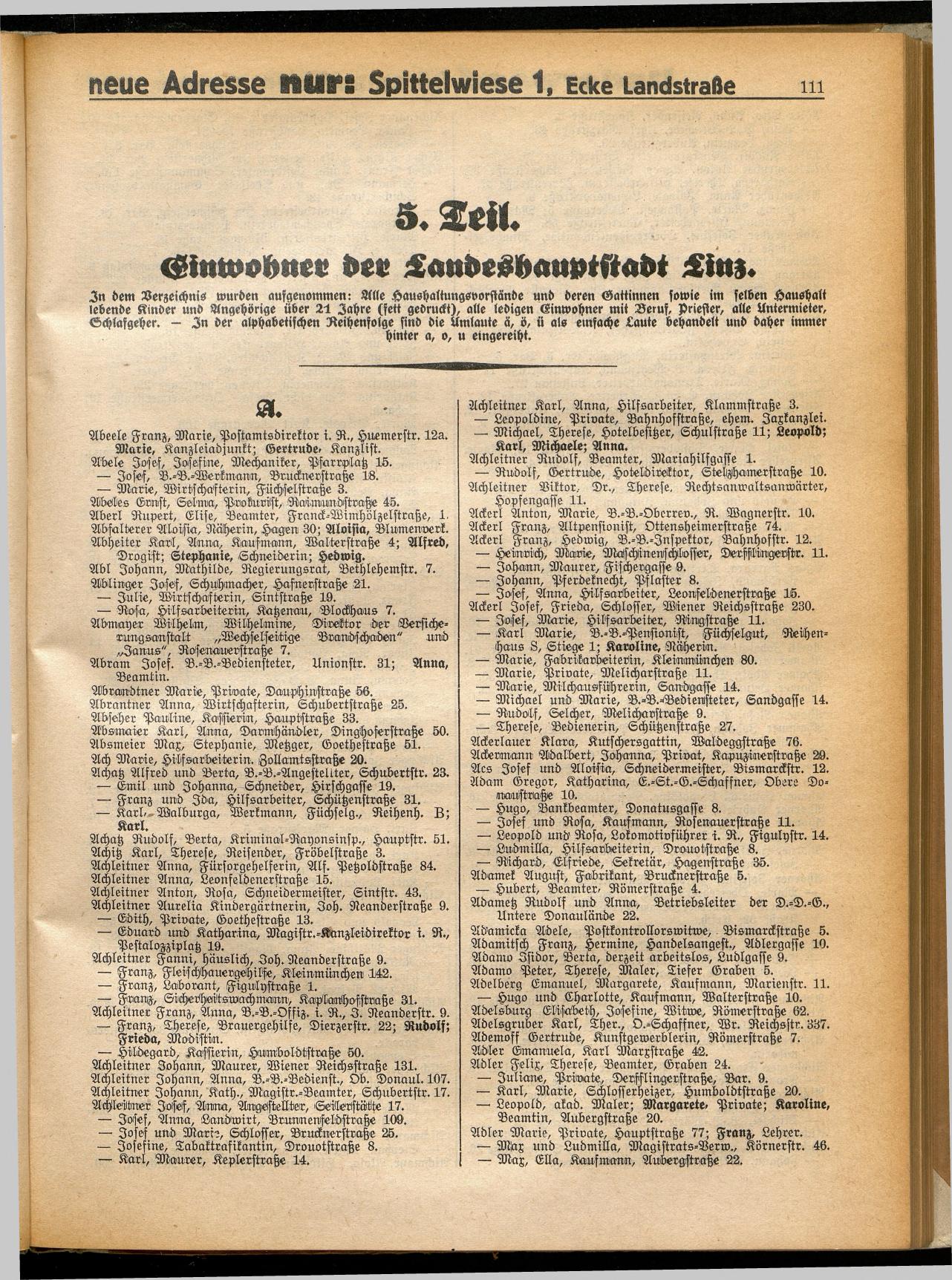 Amtliches Linzer Adreßbuch 1932 - Seite 121