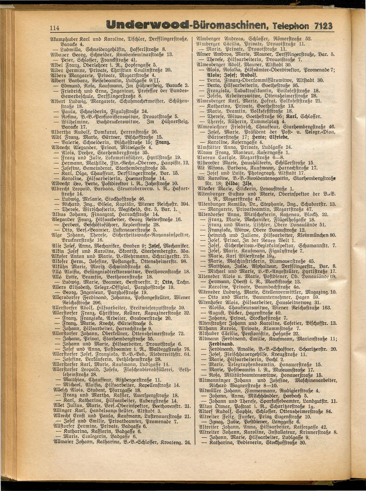 Amtliches Linzer Adreßbuch 1932 - Seite 124