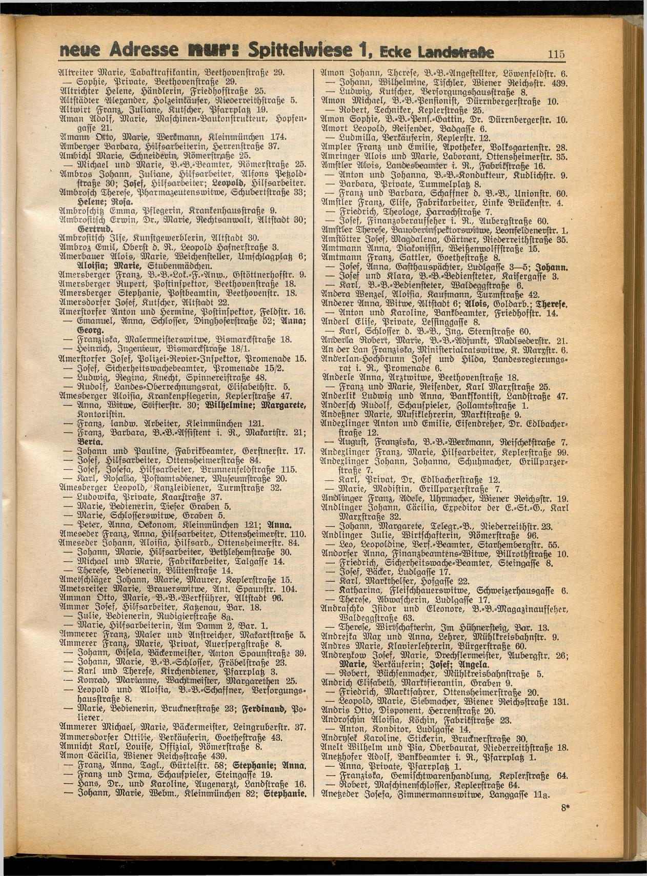 Amtliches Linzer Adreßbuch 1932 - Seite 125