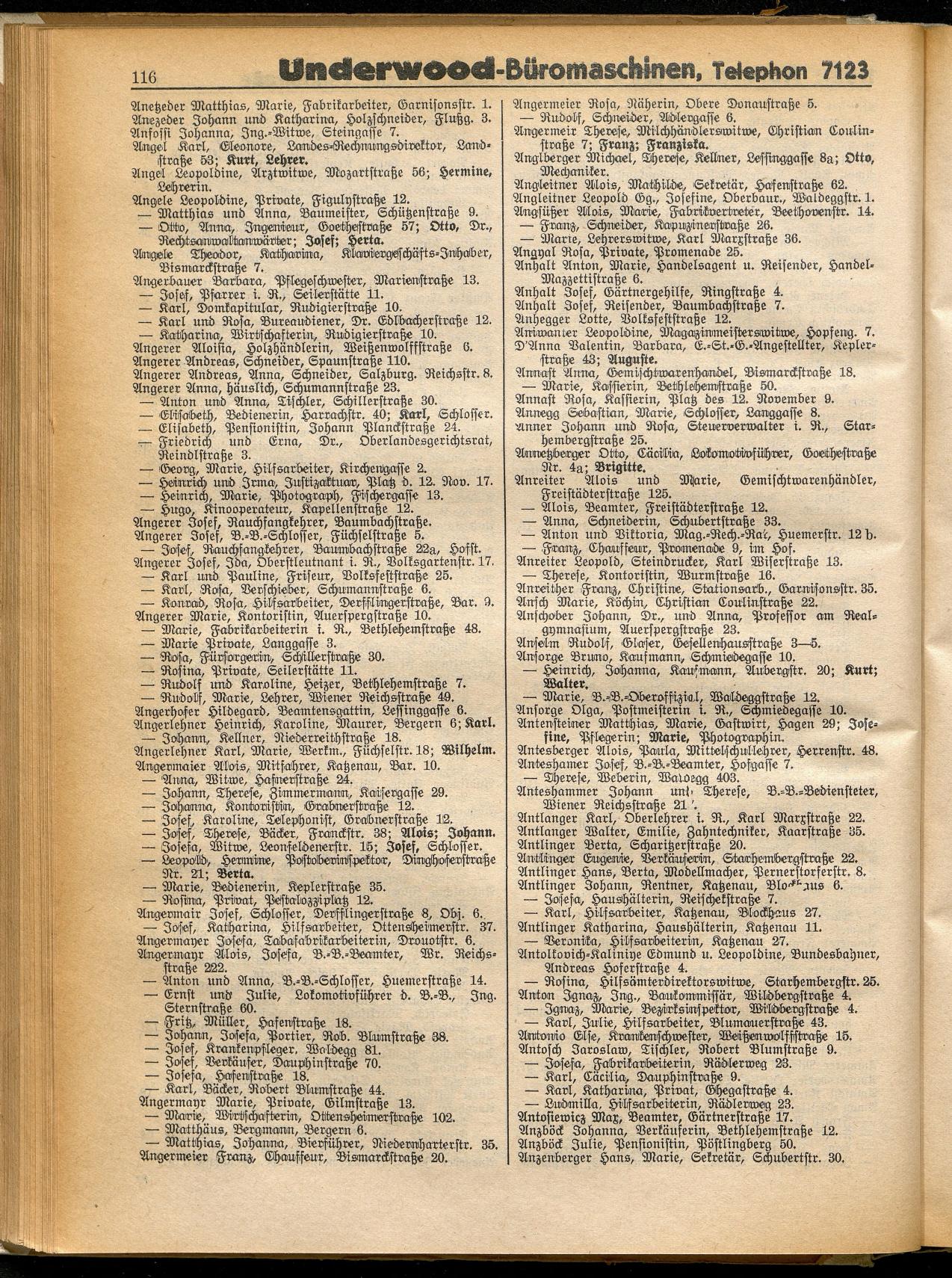 Amtliches Linzer Adreßbuch 1932 - Seite 126