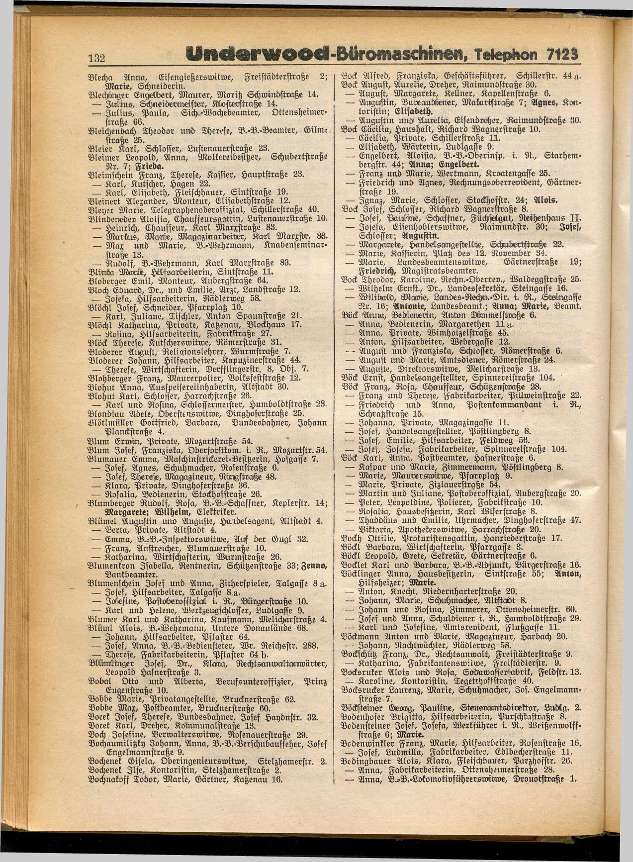 Amtliches Linzer Adreßbuch 1932 - Seite 142