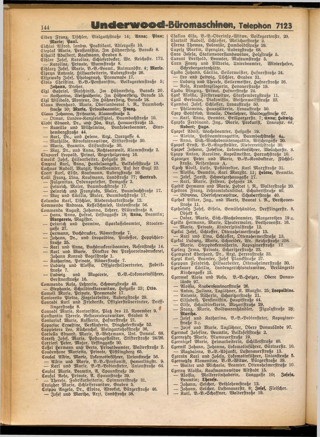 Amtliches Linzer Adreßbuch 1932 - Seite 154