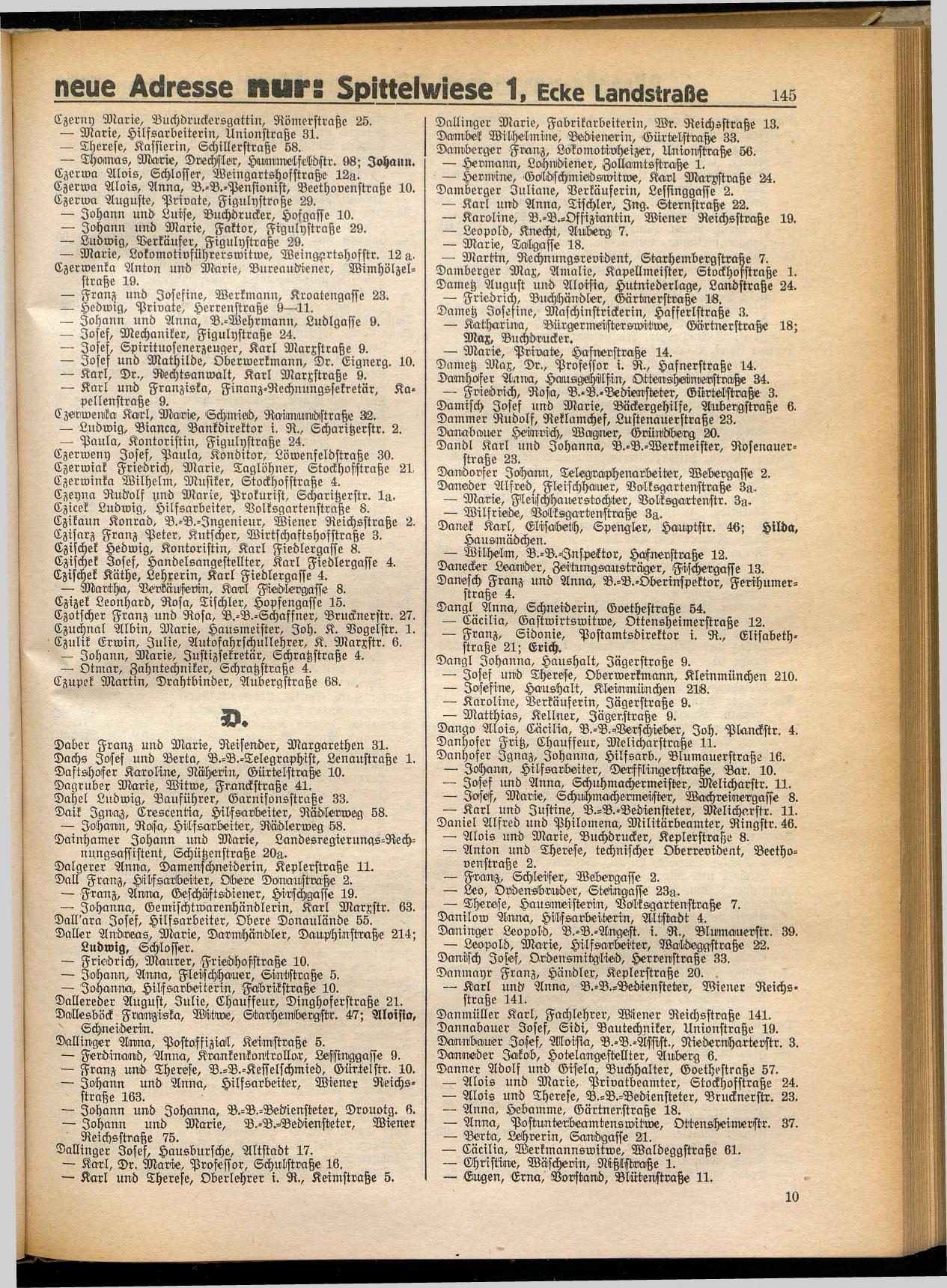 Amtliches Linzer Adreßbuch 1932 - Seite 155