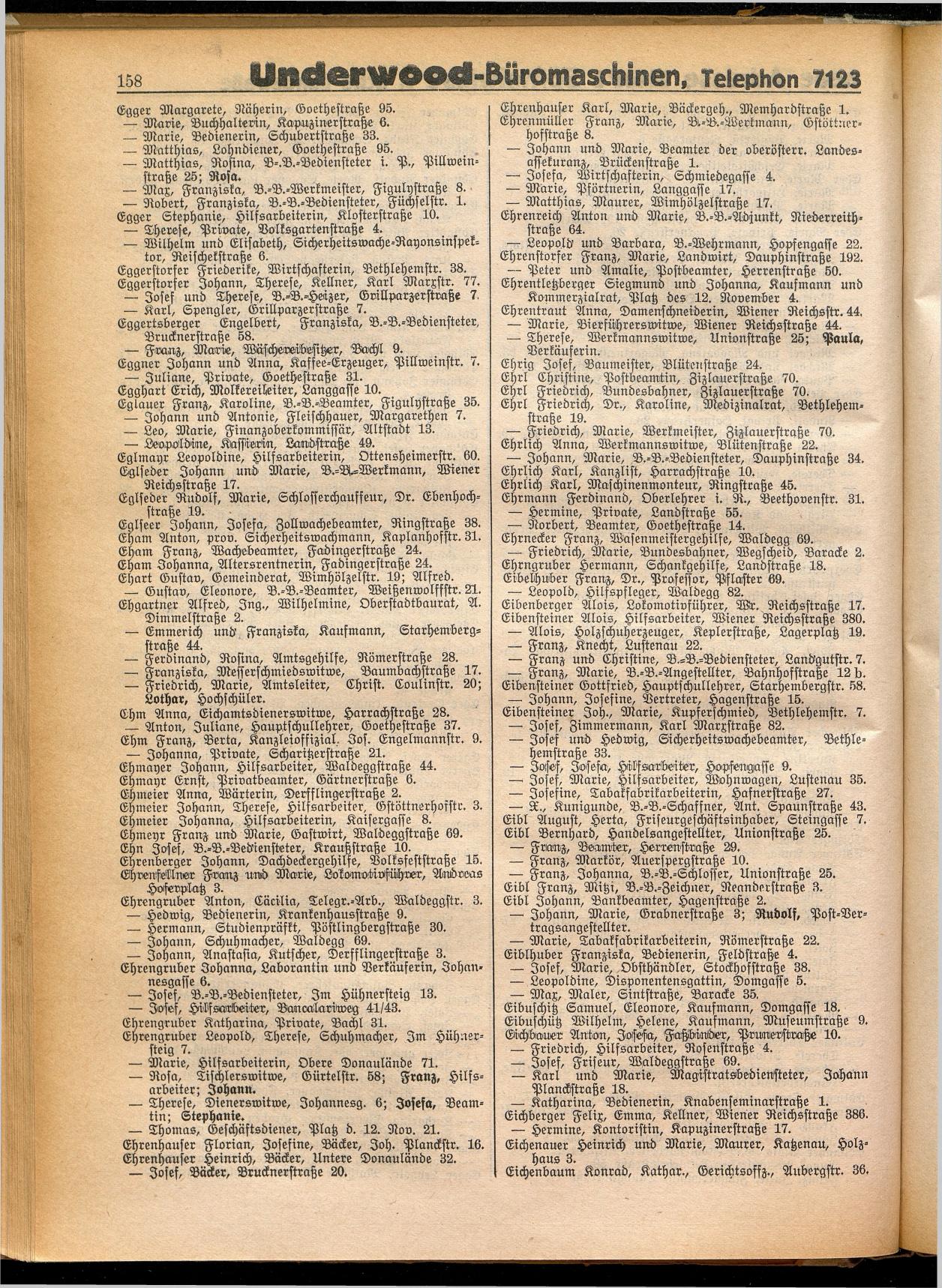 Amtliches Linzer Adreßbuch 1932 - Seite 168