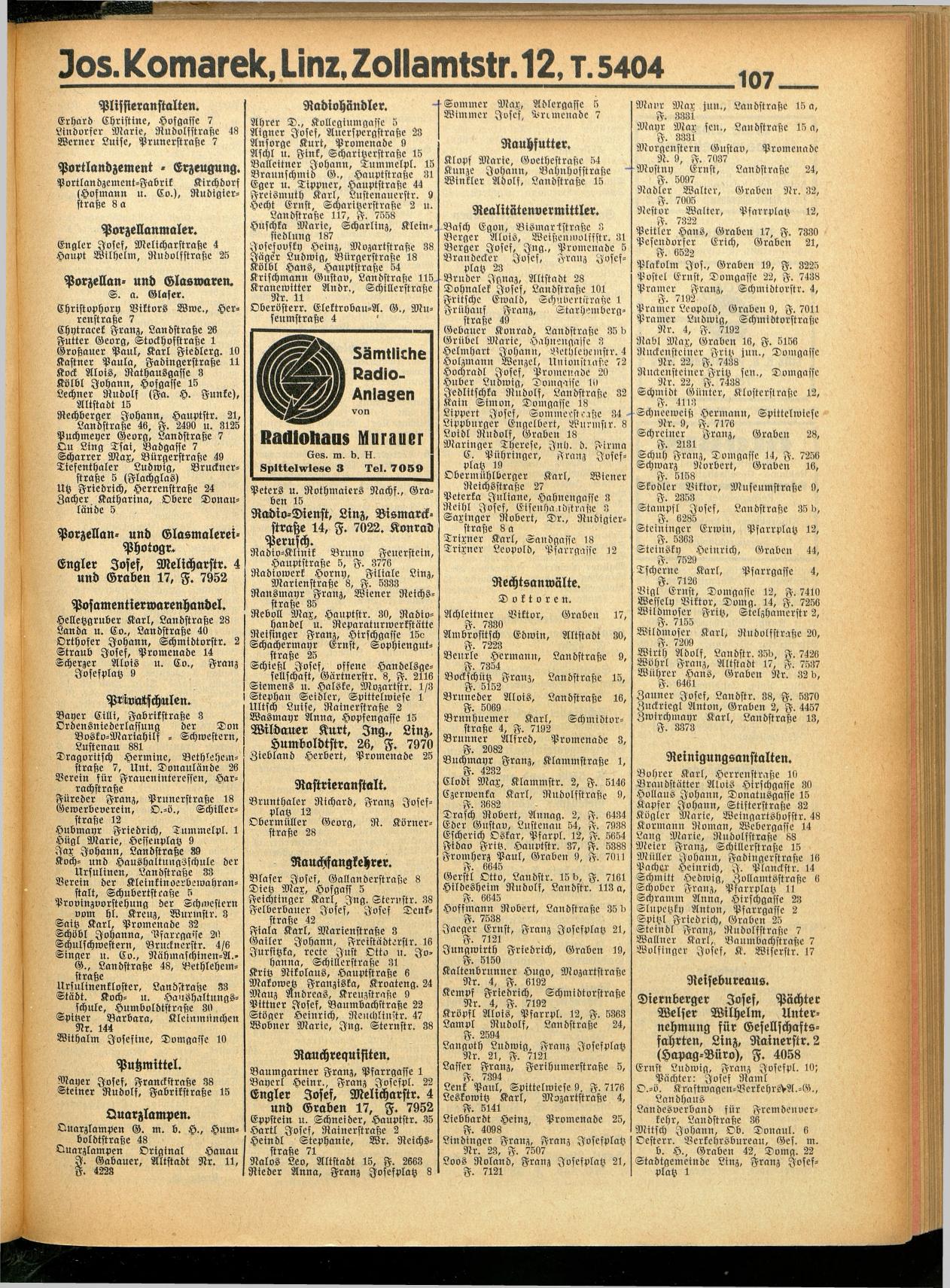 Amtliches Linzer Adreßbuch 1936 - Seite 119