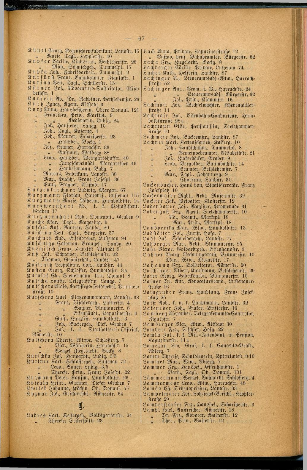 Allgemeines Wohnungs-, Handels- und Gewerbe-Adreßbuch der Städte Linz und Urfahr. 1890-93 - Seite 165