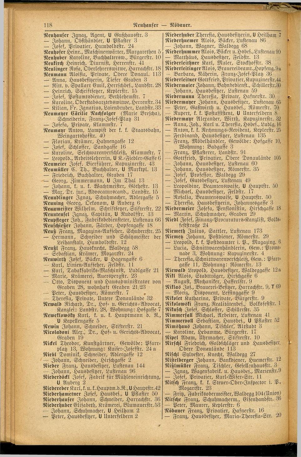 Allgemeines Wohnungs-, Handels- und Gewerbe-Adreßbuch der Landeshauptstadt Linz und der Stadt Urfahr 1894 - Seite 156