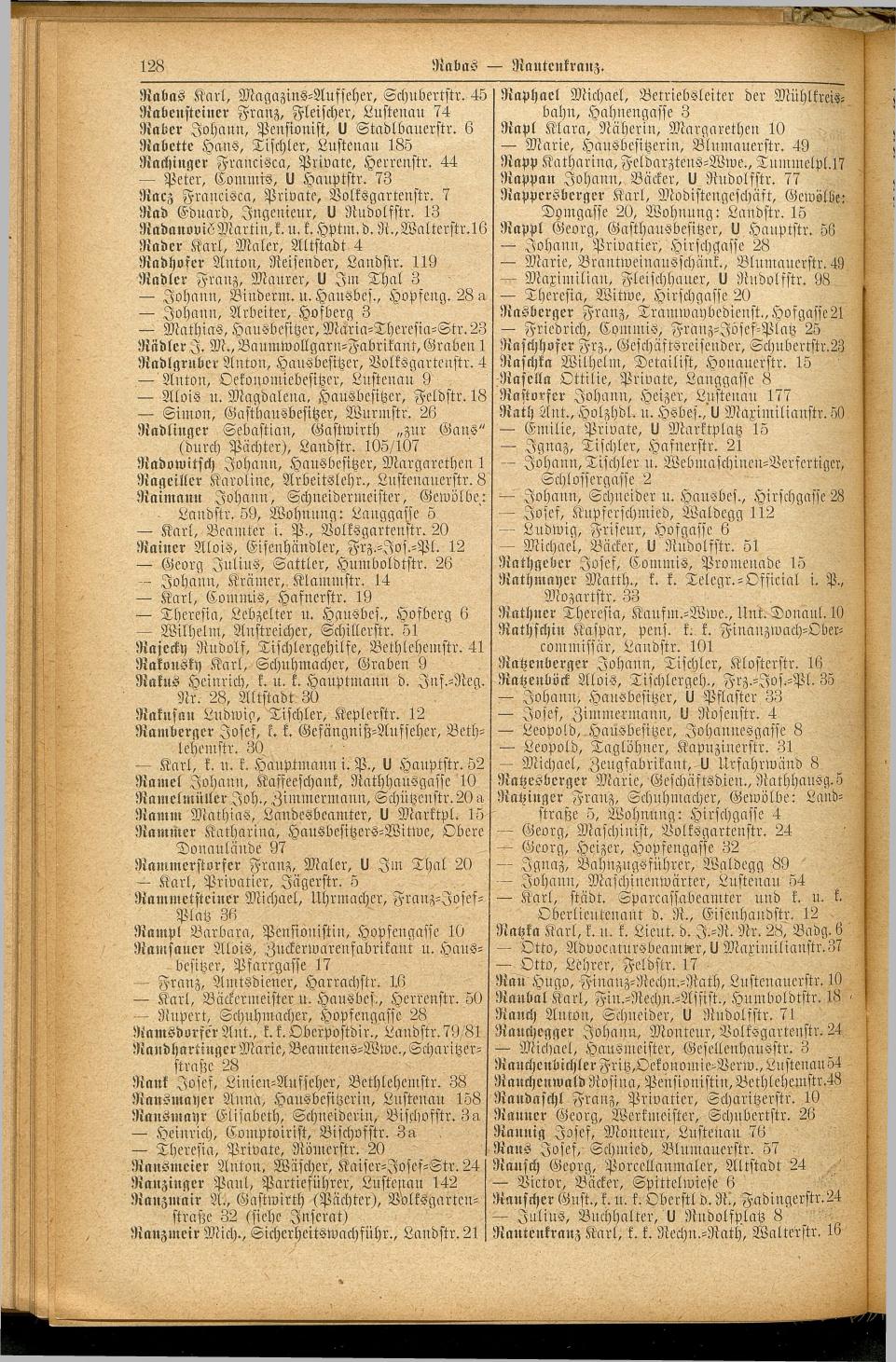 Allgemeines Wohnungs-, Handels- und Gewerbe-Adreßbuch der Landeshauptstadt Linz und der Stadt Urfahr 1894 - Seite 166