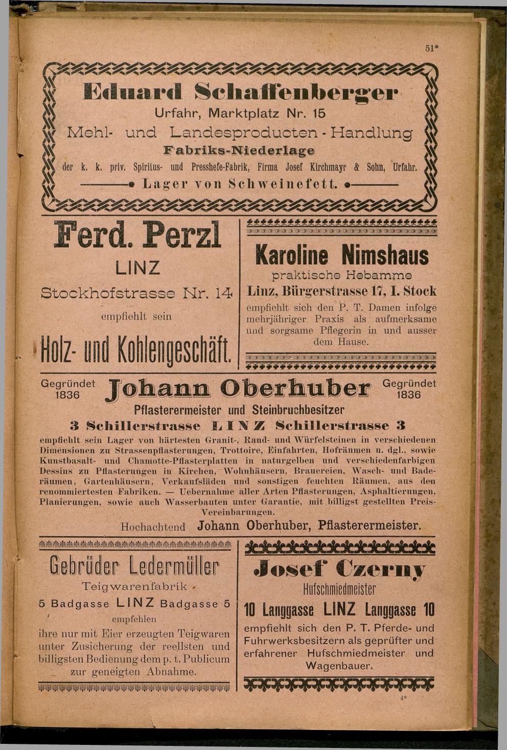 Allgemeines Wohnungs-, Handels- und Gewerbe-Adreßbuch der Landeshauptstadt Linz und der Stadt Urfahr 1894 - Seite 359