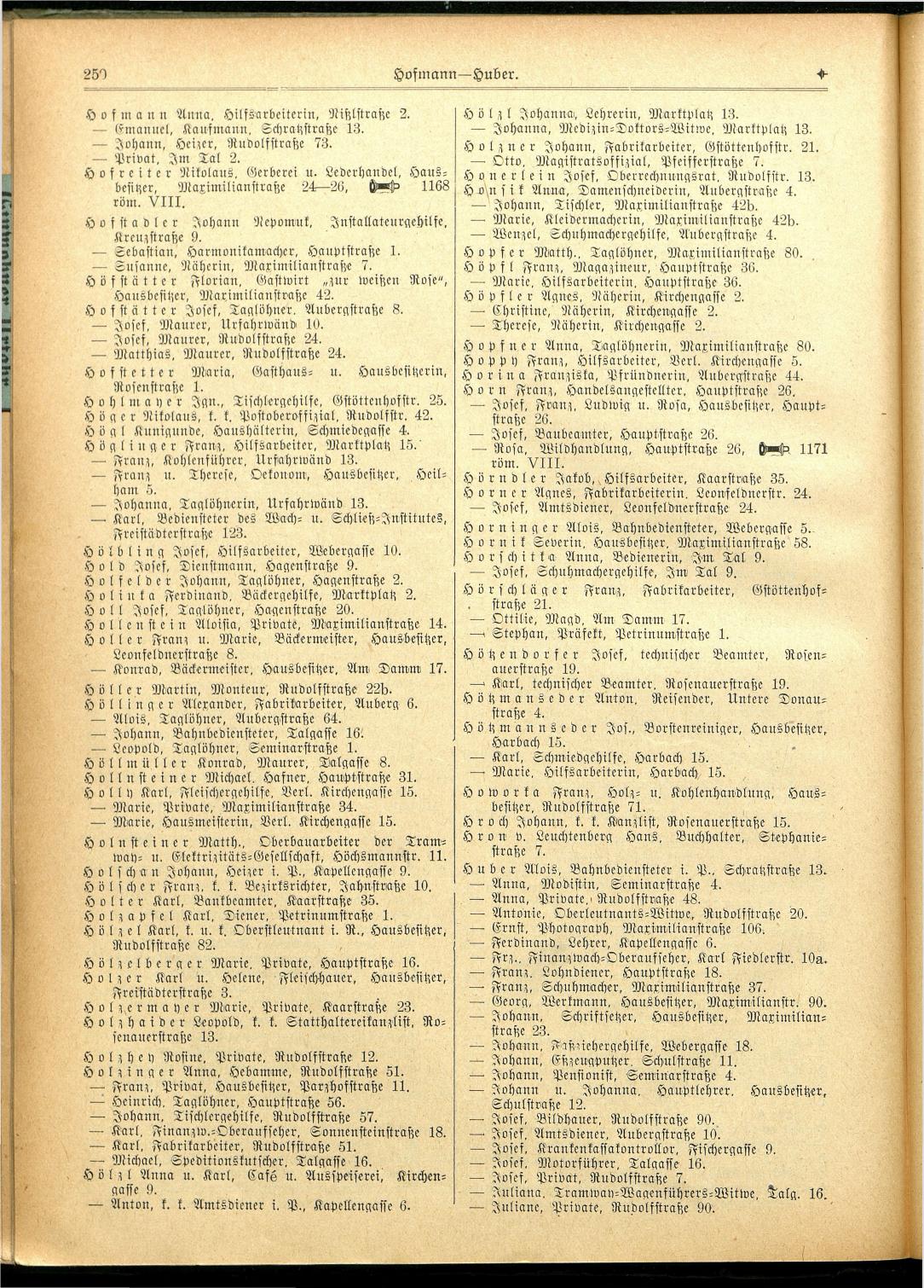 Allgemeines Wohnungs-, Handels- und Gewerbe-Adreßbuch der Städte Linz und Urfahr 1912 - Seite 295