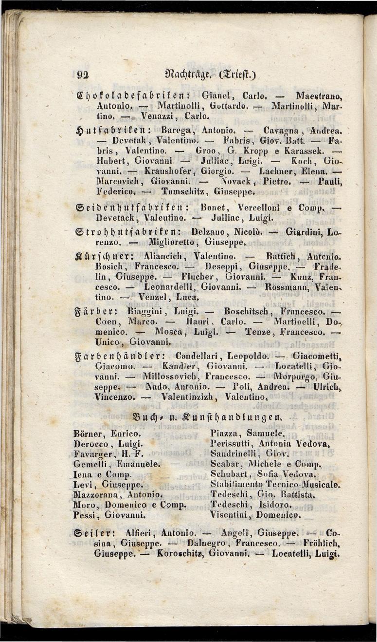 Grosses Adressbuch der Kaufleute. No. 11. Tyrol, Steyermark, Illyrien, Dalmatien und Triest 1844 - Seite 98