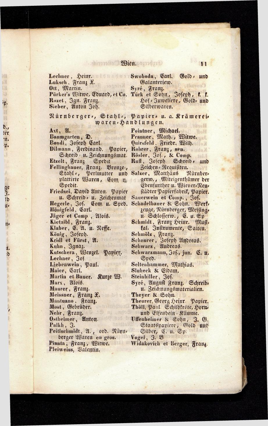 Grosses Adressbuch der Kaufleute. No. 13. Oesterreich ober u. unter der Enns 1844 - Seite 15