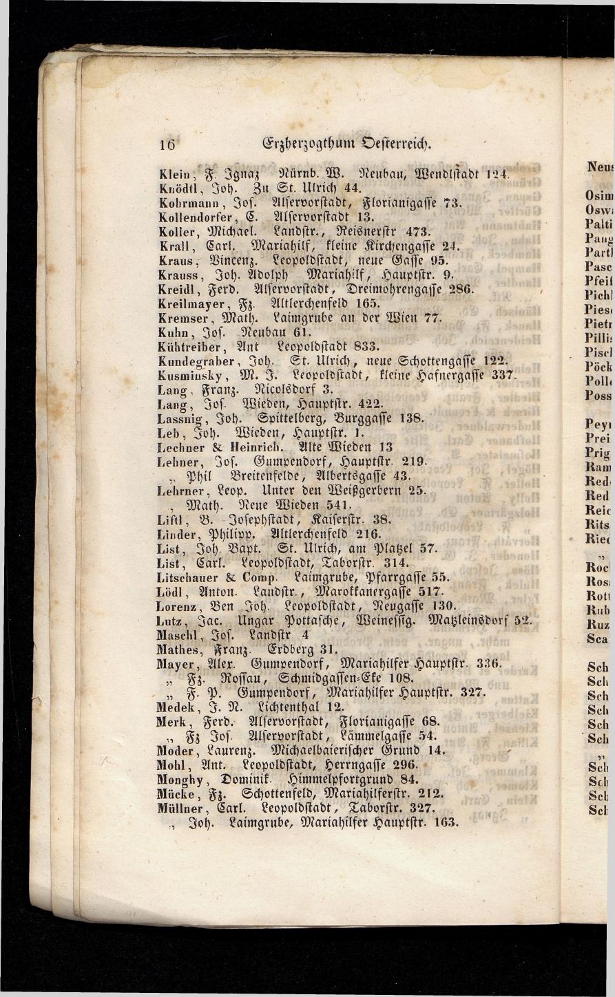 Grosses Adressbuch der Kaufleute. No. 13. Oesterreich ober u. unter der Enns 1844 - Seite 20