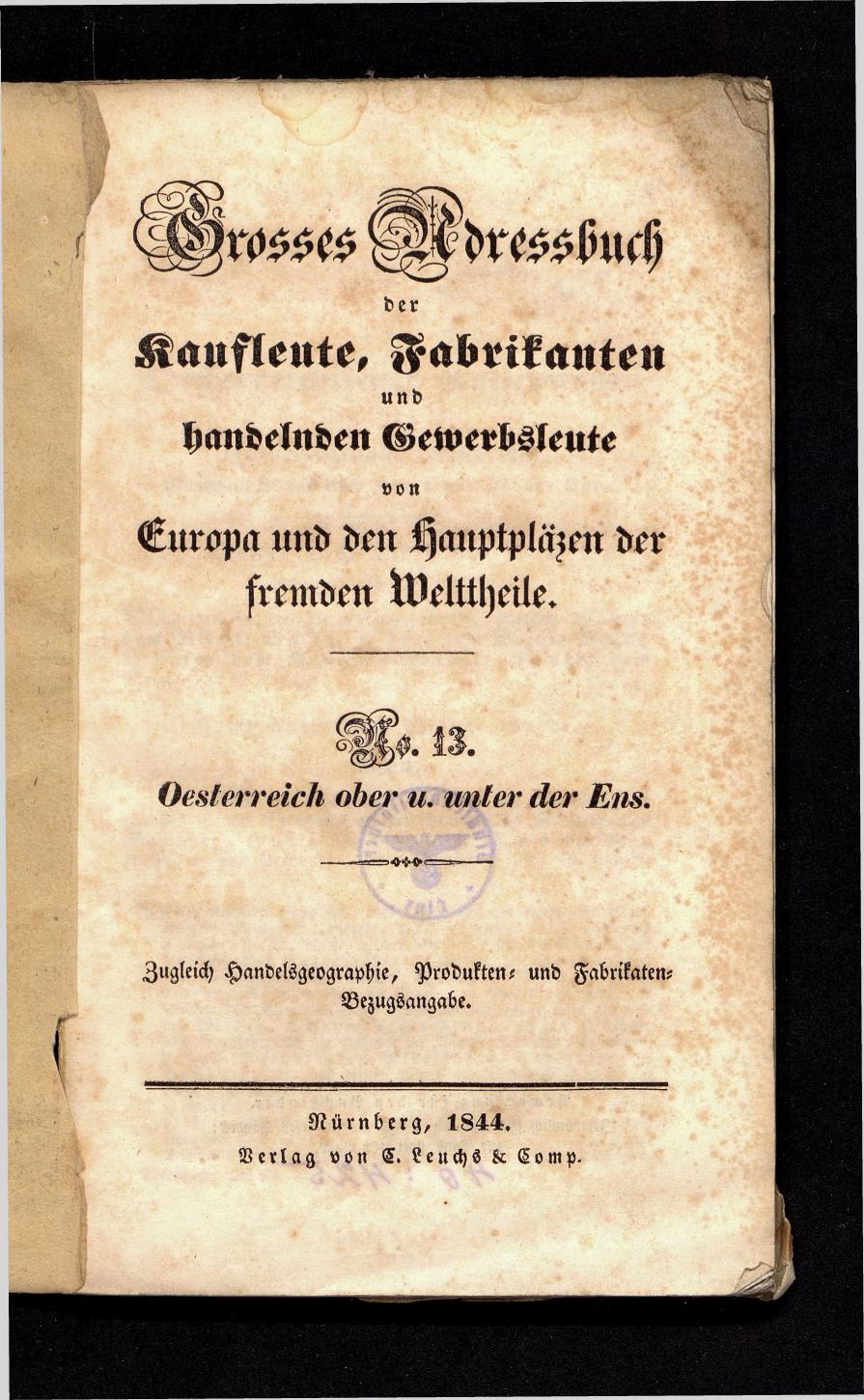 Grosses Adressbuch der Kaufleute. No. 13. Oesterreich ober u. unter der Enns 1844 - Seite 3