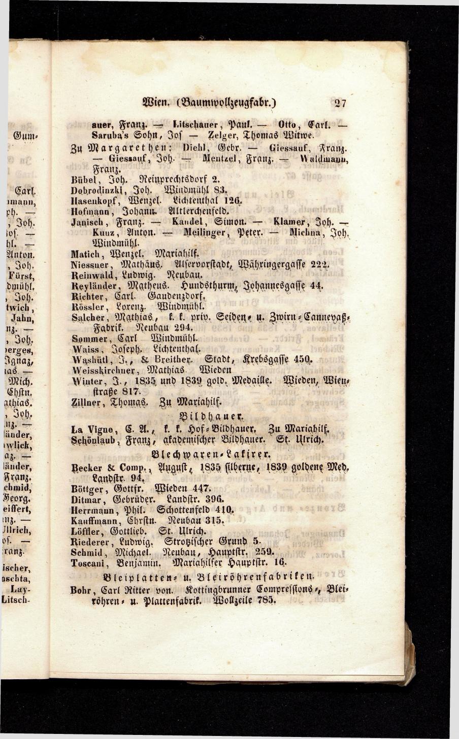 Grosses Adressbuch der Kaufleute. No. 13. Oesterreich ober u. unter der Enns 1844 - Seite 31