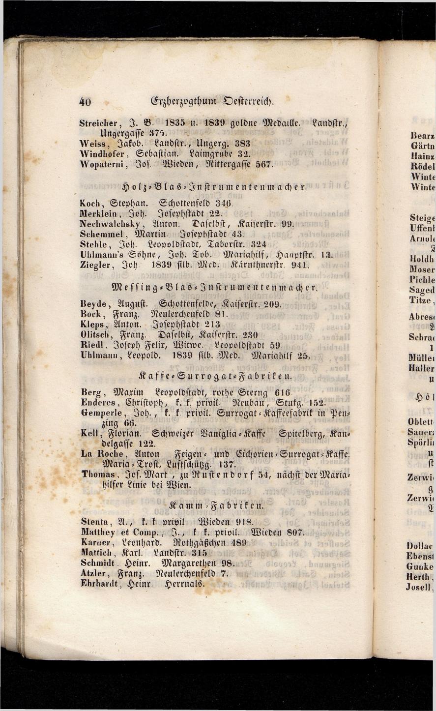 Grosses Adressbuch der Kaufleute. No. 13. Oesterreich ober u. unter der Enns 1844 - Seite 44
