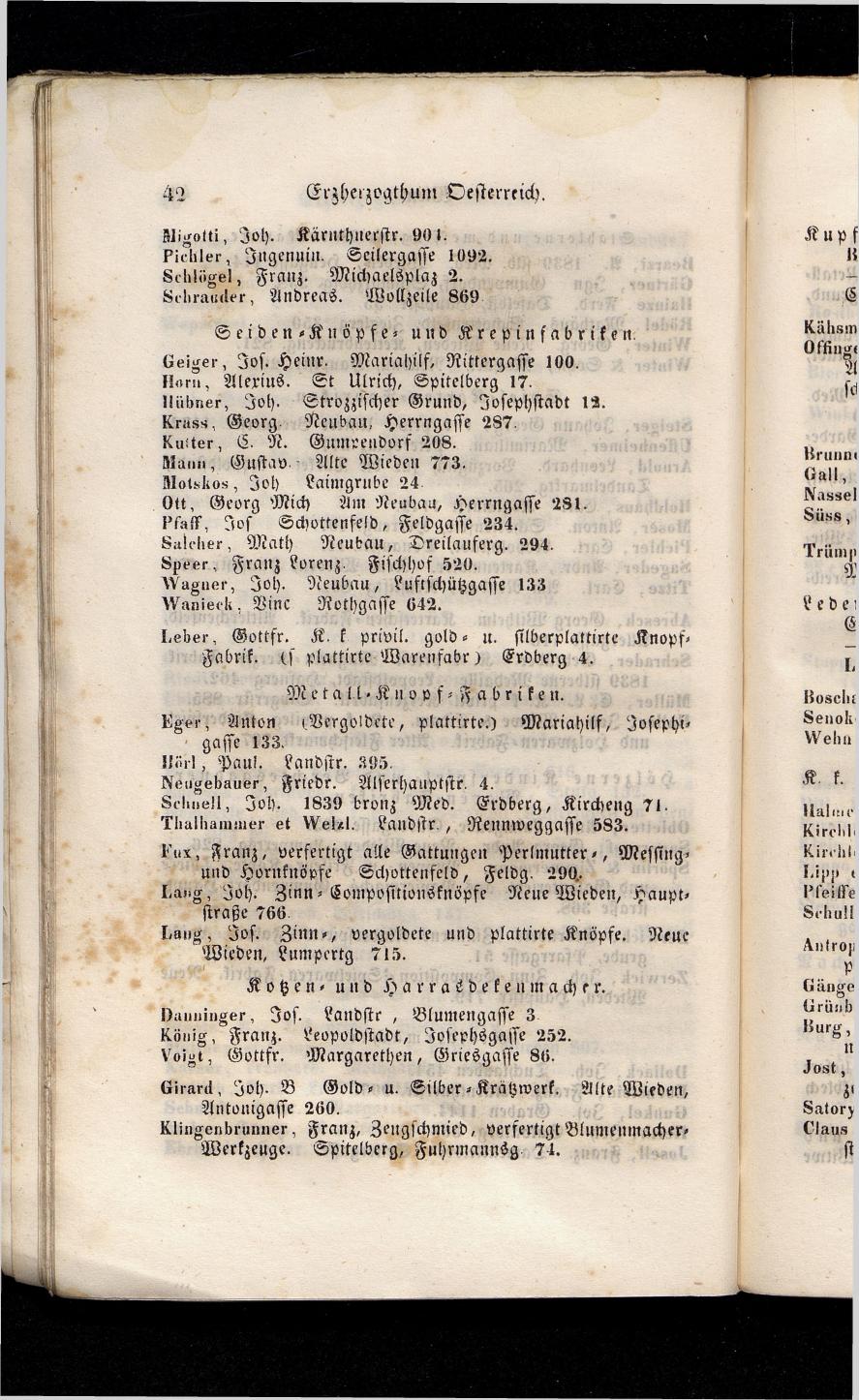Grosses Adressbuch der Kaufleute. No. 13. Oesterreich ober u. unter der Enns 1844 - Seite 46