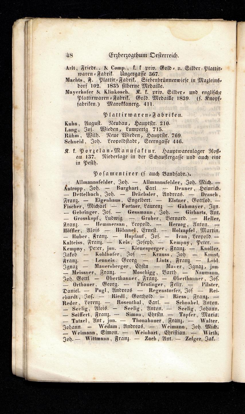 Grosses Adressbuch der Kaufleute. No. 13. Oesterreich ober u. unter der Enns 1844 - Seite 52