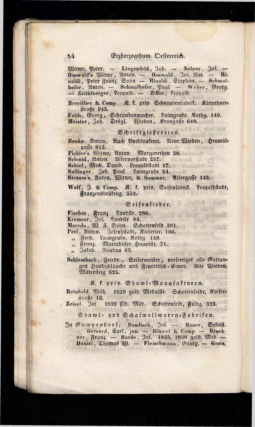 Grosses Adressbuch der Kaufleute. No. 13. Oesterreich ober u. unter der Enns 1844 - Seite 58