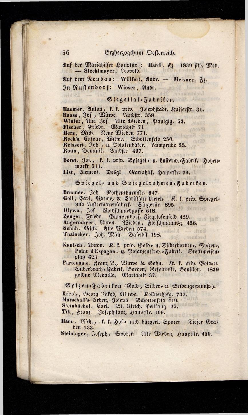 Grosses Adressbuch der Kaufleute. No. 13. Oesterreich ober u. unter der Enns 1844 - Seite 60