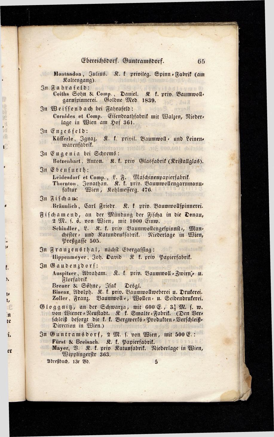 Grosses Adressbuch der Kaufleute. No. 13. Oesterreich ober u. unter der Enns 1844 - Seite 69