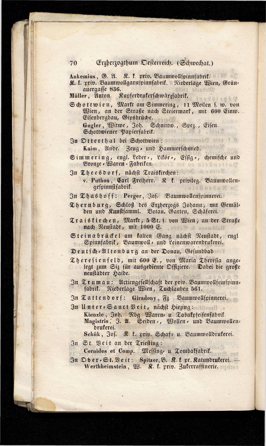 Grosses Adressbuch der Kaufleute. No. 13. Oesterreich ober u. unter der Enns 1844 - Seite 74