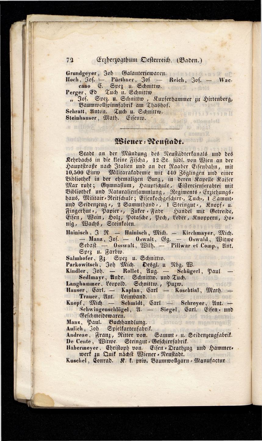 Grosses Adressbuch der Kaufleute. No. 13. Oesterreich ober u. unter der Enns 1844 - Seite 76