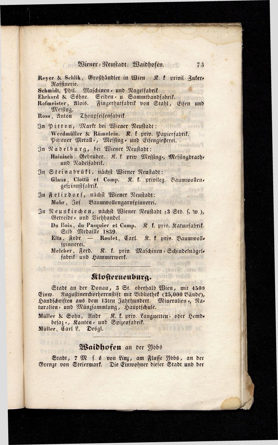Grosses Adressbuch der Kaufleute. No. 13. Oesterreich ober u. unter der Enns 1844 - Seite 77
