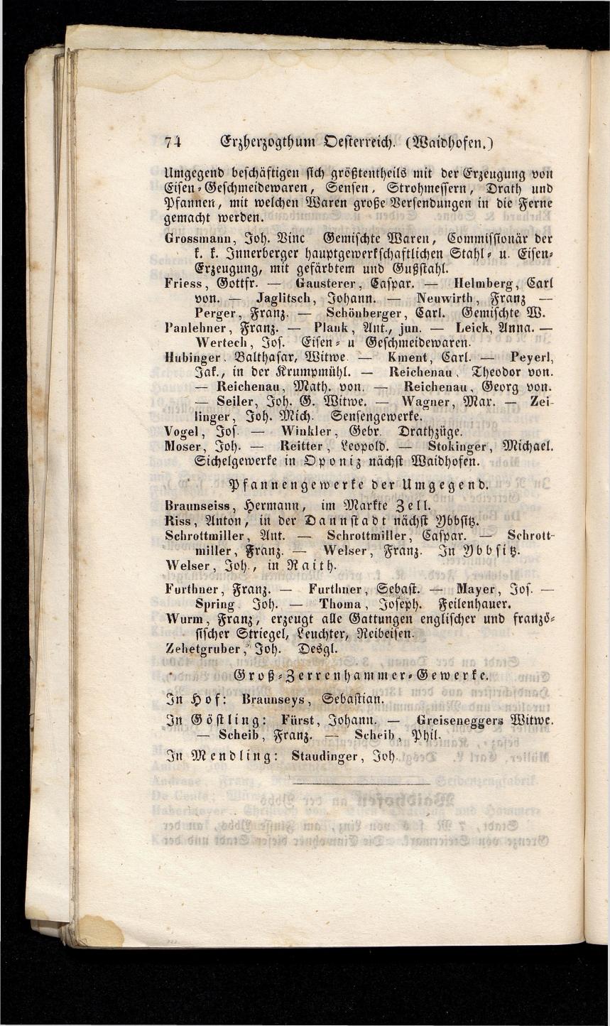 Grosses Adressbuch der Kaufleute. No. 13. Oesterreich ober u. unter der Enns 1844 - Seite 78