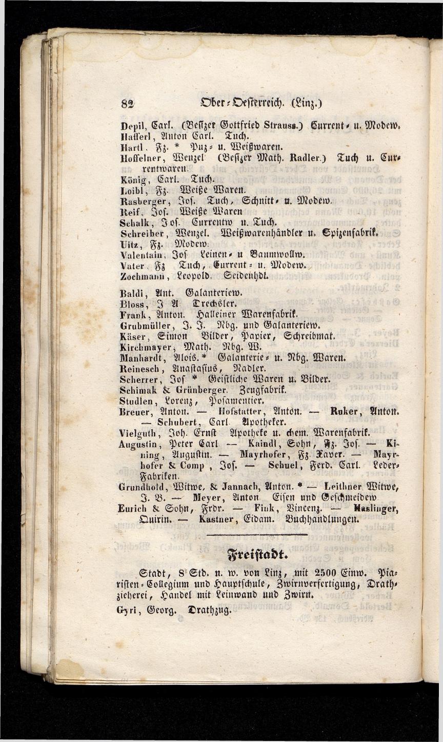 Grosses Adressbuch der Kaufleute. No. 13. Oesterreich ober u. unter der Enns 1844 - Seite 86
