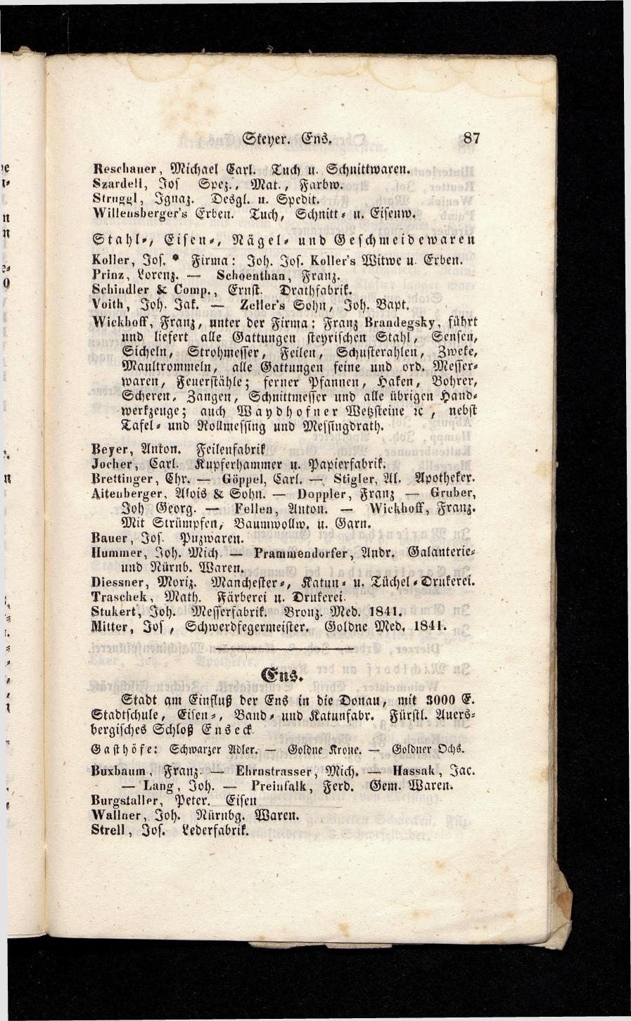 Grosses Adressbuch der Kaufleute. No. 13. Oesterreich ober u. unter der Enns 1844 - Seite 91