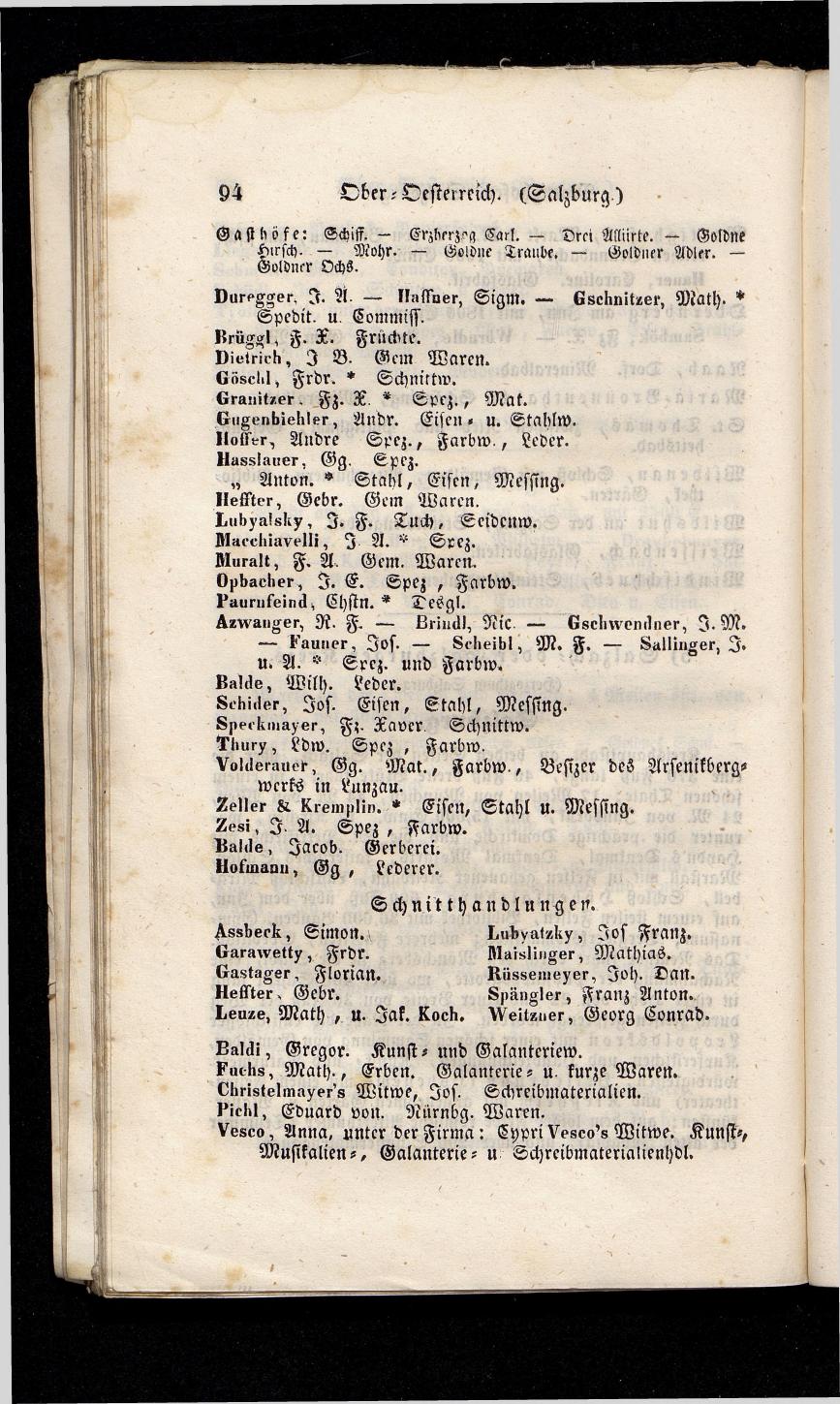 Grosses Adressbuch der Kaufleute. No. 13. Oesterreich ober u. unter der Enns 1844 - Seite 98