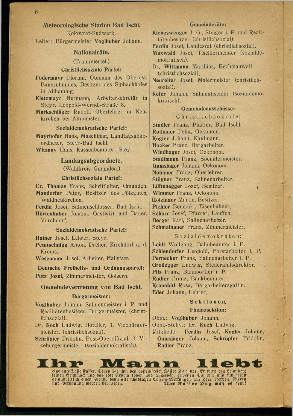 Handels- und Gewerbe-Adressbuch nebst Häuser-Verzeichnis der Kurortsgemeinde Bad Ischl 1925 - Seite 10