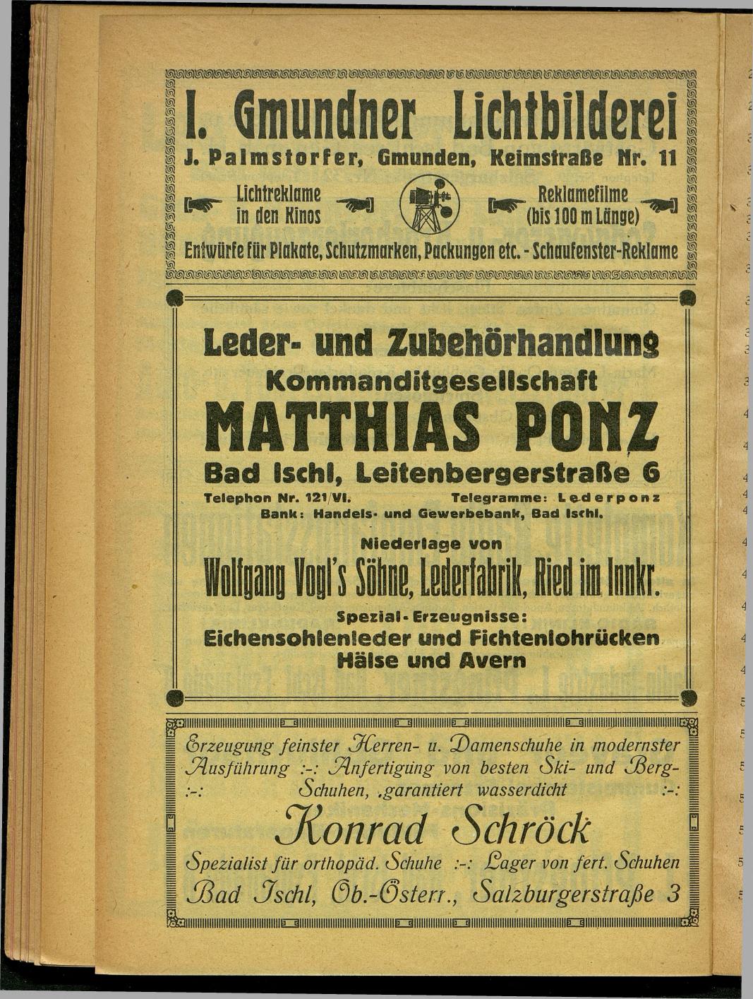 Handels- und Gewerbe-Adressbuch nebst Häuser-Verzeichnis der Kurortsgemeinde Bad Ischl 1925 - Seite 100
