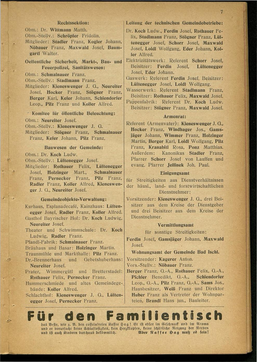 Handels- und Gewerbe-Adressbuch nebst Häuser-Verzeichnis der Kurortsgemeinde Bad Ischl 1925 - Seite 11