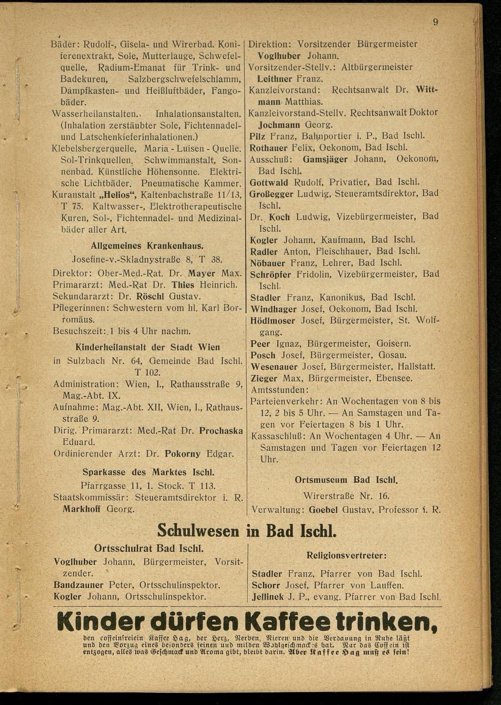 Handels- und Gewerbe-Adressbuch nebst Häuser-Verzeichnis der Kurortsgemeinde Bad Ischl 1925 - Seite 13