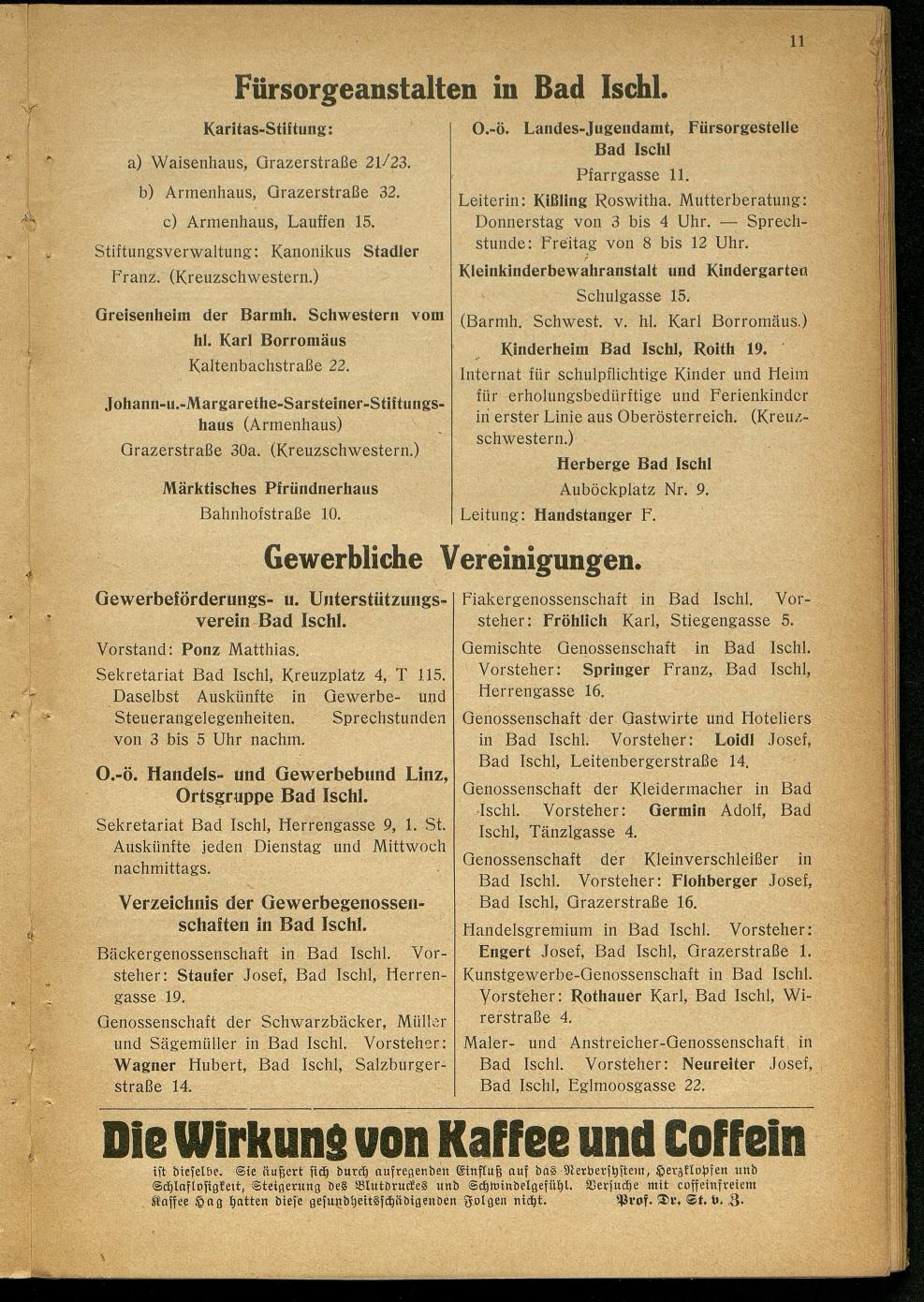 Handels- und Gewerbe-Adressbuch nebst Häuser-Verzeichnis der Kurortsgemeinde Bad Ischl 1925 - Seite 15