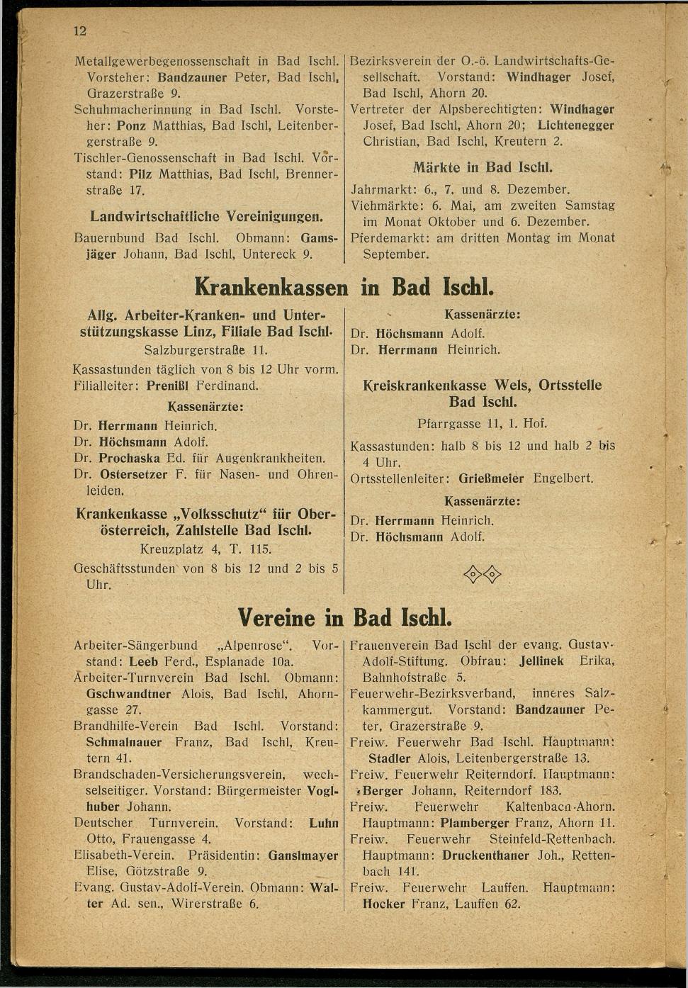 Handels- und Gewerbe-Adressbuch nebst Häuser-Verzeichnis der Kurortsgemeinde Bad Ischl 1925 - Seite 16