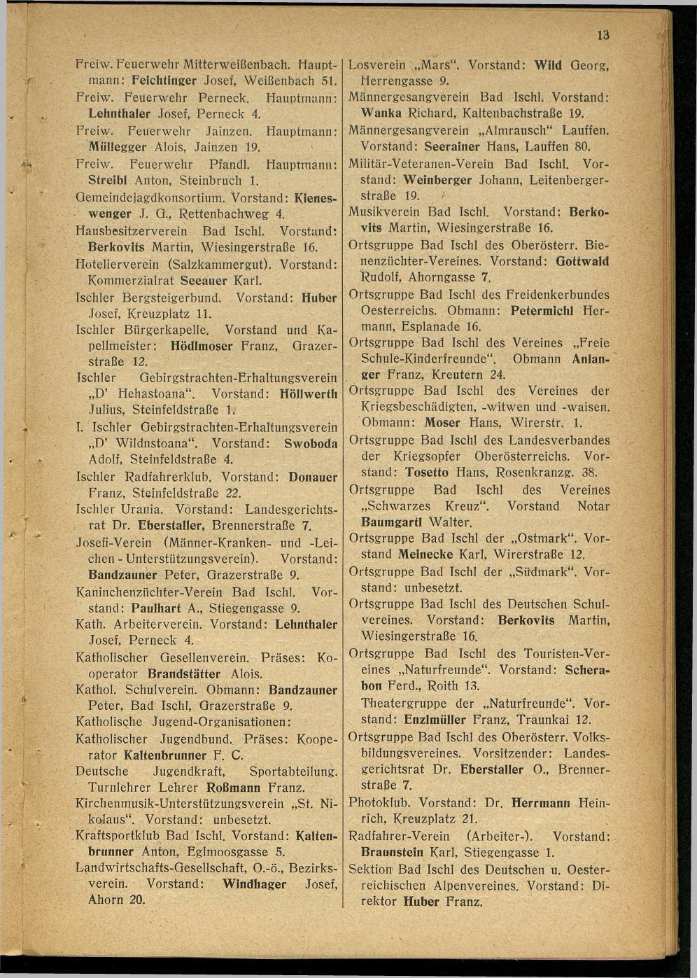 Handels- und Gewerbe-Adressbuch nebst Häuser-Verzeichnis der Kurortsgemeinde Bad Ischl 1925 - Seite 17