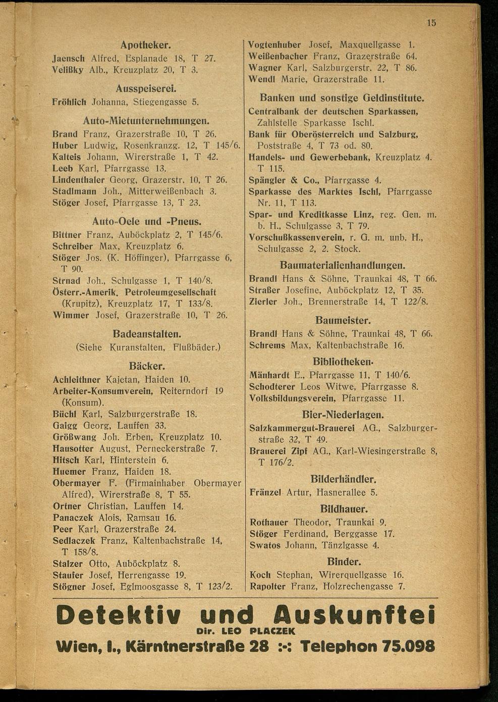 Handels- und Gewerbe-Adressbuch nebst Häuser-Verzeichnis der Kurortsgemeinde Bad Ischl 1925 - Seite 19