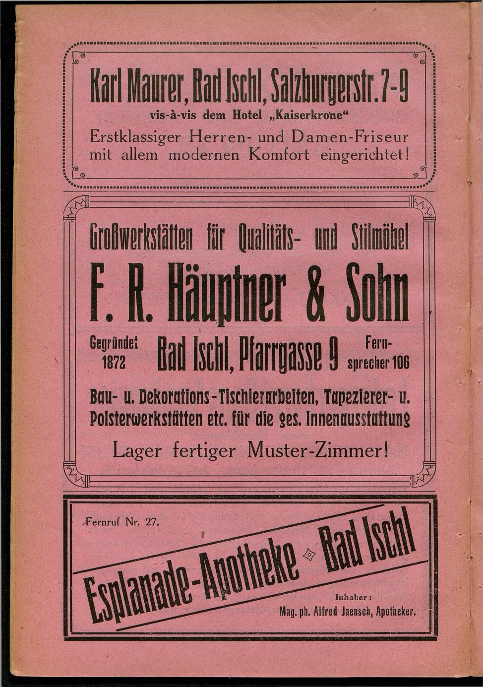 Handels- und Gewerbe-Adressbuch nebst Häuser-Verzeichnis der Kurortsgemeinde Bad Ischl 1925 - Seite 26