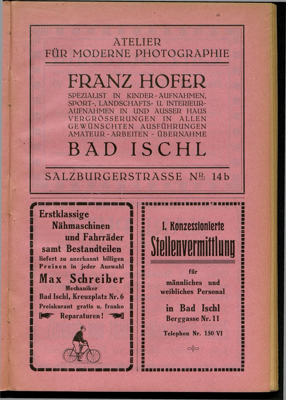 Handels- und Gewerbe-Adressbuch nebst Häuser-Verzeichnis der Kurortsgemeinde Bad Ischl 1925 - Seite 27