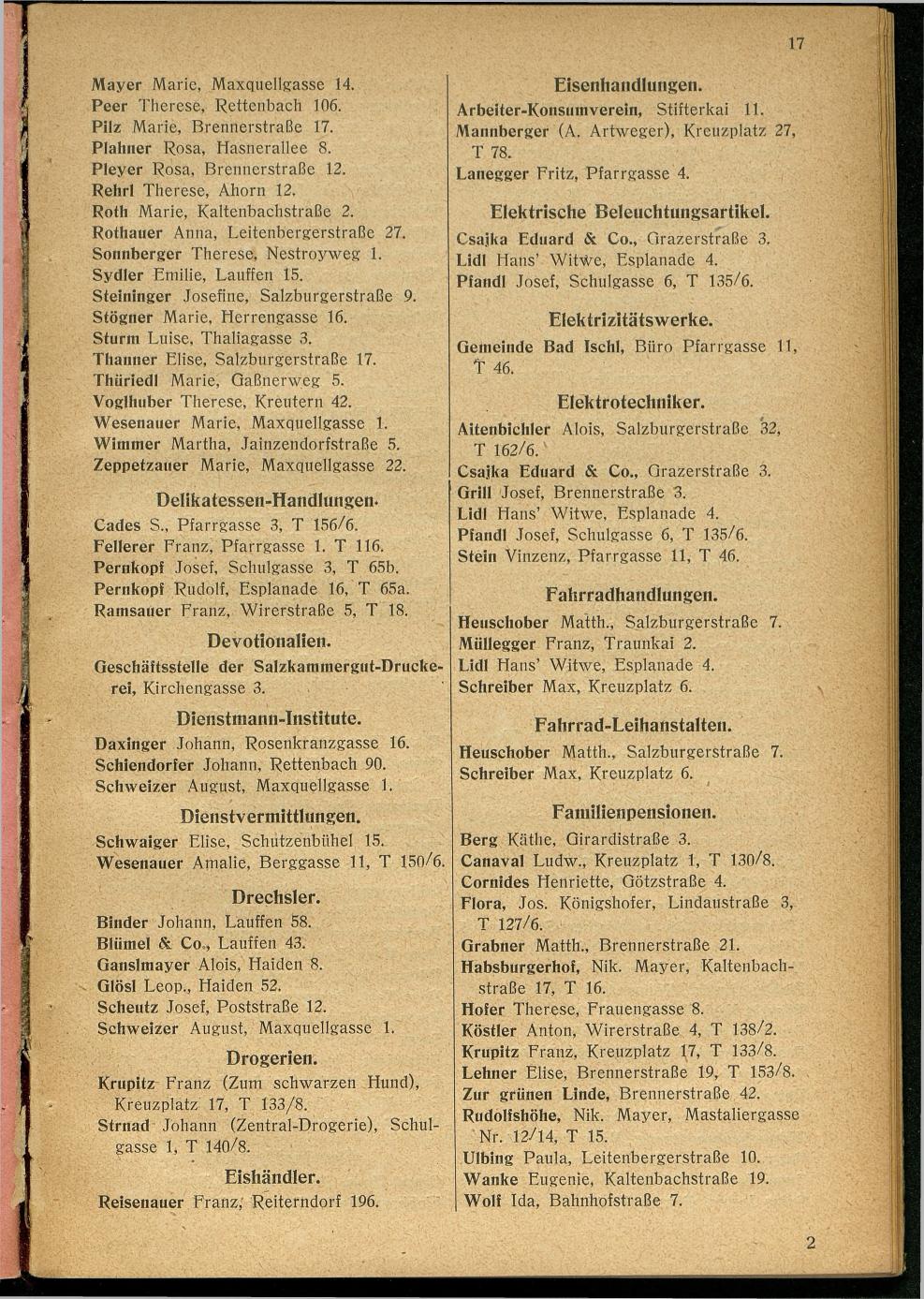 Handels- und Gewerbe-Adressbuch nebst Häuser-Verzeichnis der Kurortsgemeinde Bad Ischl 1925 - Seite 29