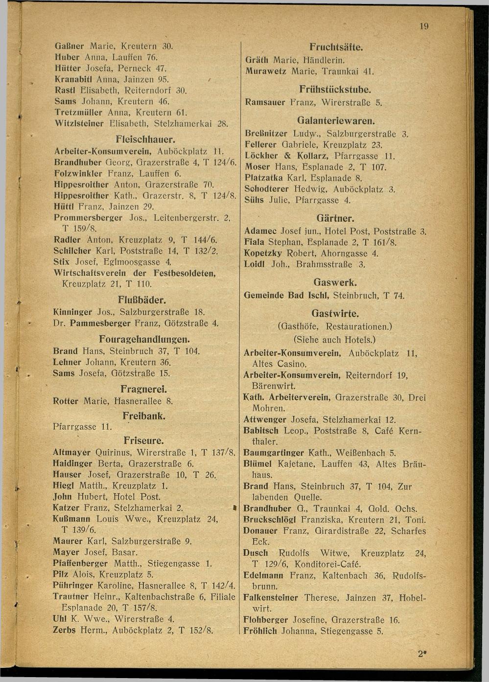 Handels- und Gewerbe-Adressbuch nebst Häuser-Verzeichnis der Kurortsgemeinde Bad Ischl 1925 - Seite 31