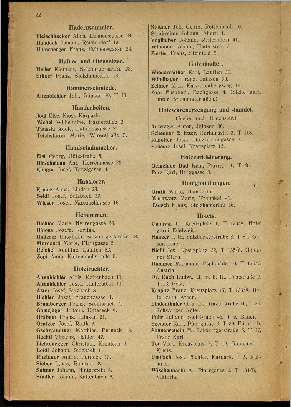 Handels- und Gewerbe-Adressbuch nebst Häuser-Verzeichnis der Kurortsgemeinde Bad Ischl 1925 - Seite 34