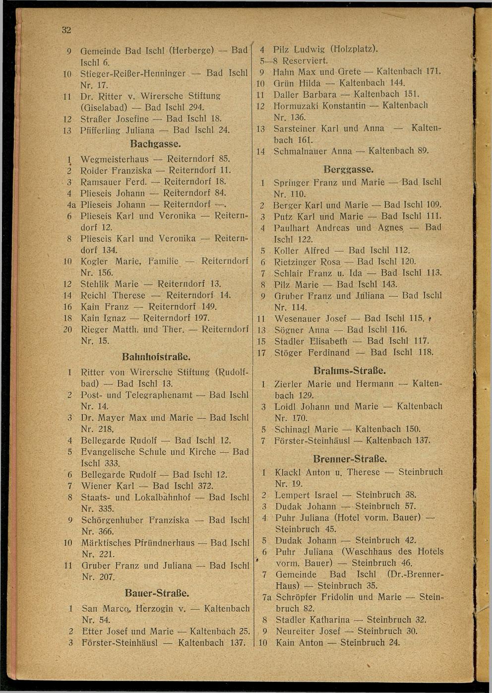 Handels- und Gewerbe-Adressbuch nebst Häuser-Verzeichnis der Kurortsgemeinde Bad Ischl 1925 - Seite 44