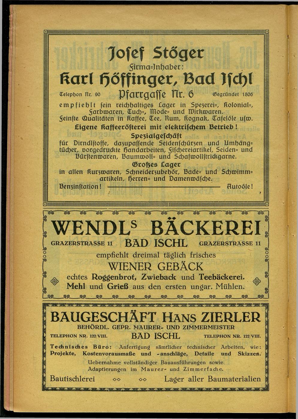 Handels- und Gewerbe-Adressbuch nebst Häuser-Verzeichnis der Kurortsgemeinde Bad Ischl 1925 - Seite 48